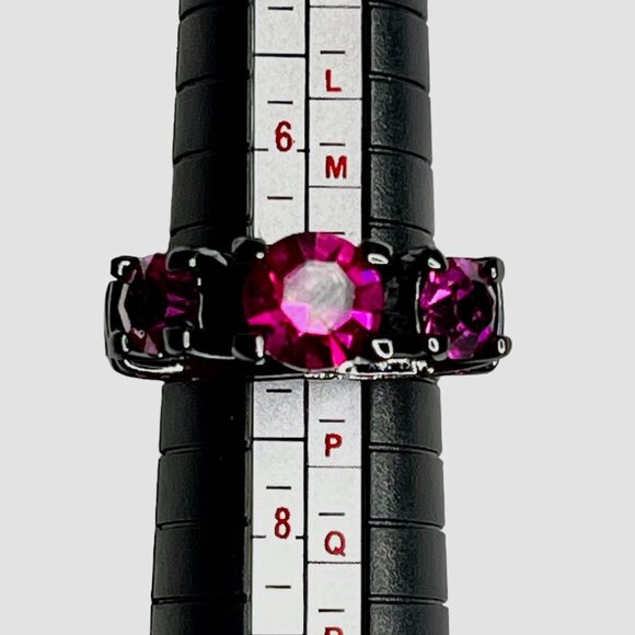 Black ring women multi stone weeding engagement ring - Picture 7 of 7